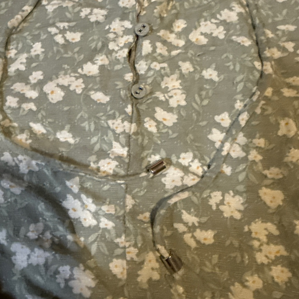 Women's Buffalo David Bitton Blouse XL Green Floral - Picture 5 of 8